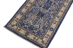 handmade Traditional Kafkaz Blue Ivory Hand Knotted RUNNER 100% WOOL area rug 3 x 9