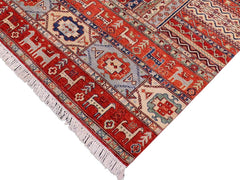 handmade Geometric Khorgeen Red Beige Hand Knotted RECTANGLE 100% WOOL area rug 5x7