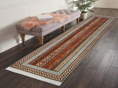 handmade Transitional Shawl Lt. Blue Ivory Hand Knotted RUNNER 100% WOOL area rug 2.6x9