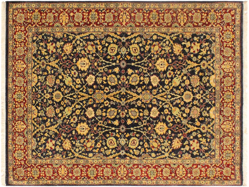 handmade Transitional  Blue Red Hand Knotted RECTANGLE 100% WOOL area rug 4x6