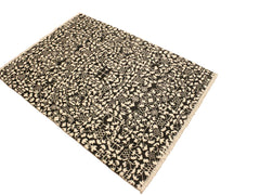 handmade Modern Ellie Black Ivory Hand Knotted RECTANGLE WOOL&SILK area rug 4x6