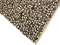 handmade Modern Ellie Black Ivory Hand Knotted RECTANGLE WOOL&SILK area rug 4x6