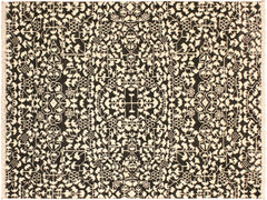 handmade Modern Ellie Black Ivory Hand Knotted RECTANGLE WOOL&SILK area rug 4x6