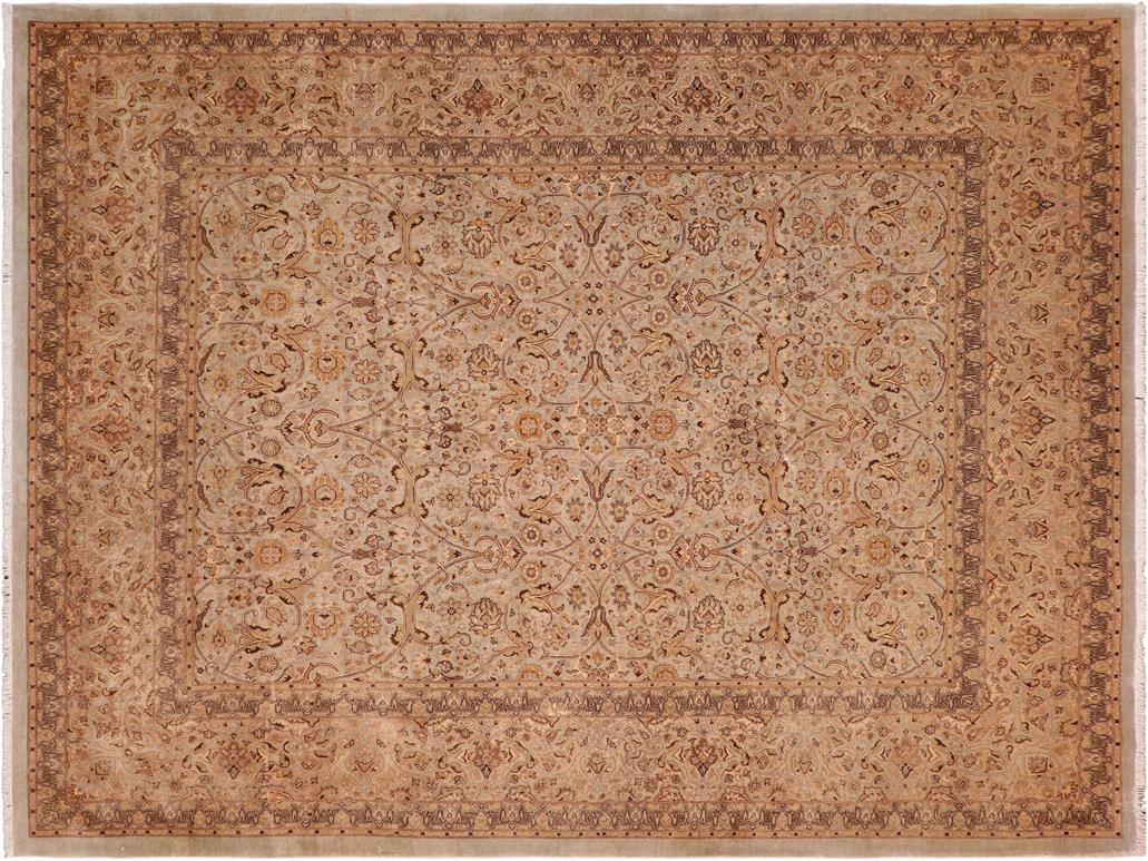 handmade Traditional Blue Tan Hand Knotted RECTANGLE 100% WOOL area rug 8x11