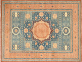 handmade Geometric Mamluk Rust Blue Hand Knotted RECTANGLE 100% WOOL area rug 10x14