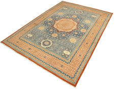 handmade Geometric Mamluk Rust Blue Hand Knotted RECTANGLE 100% WOOL area rug 10x14