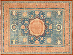 handmade Geometric Mamluk Rust Blue Hand Knotted RECTANGLE 100% WOOL area rug 10x14