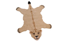 handmade Contemporary Lion Tan Ivory Hand Tufted 100% WOOL area rug 4' x 6'