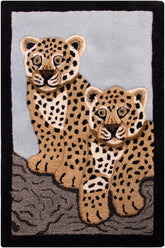 handmade Contemporary Leopard Tan Ivory Hand Tufted 100% WOOL area rug 2' x 3'