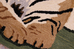 handmade Contemporary Leopard Black Tan Hand Tufted 100% WOOL area rug 2' x 3'