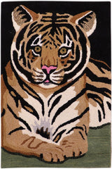 handmade Contemporary Leopard Black Tan Hand Tufted 100% WOOL area rug 2' x 3'