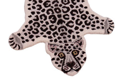 handmade Contemporary Leopard White Gray Hand Tufted 100% WOOL area rug 2' x 3'