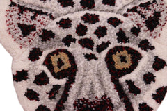 handmade Contemporary Leopard White Gray Hand Tufted 100% WOOL area rug 2' x 3'