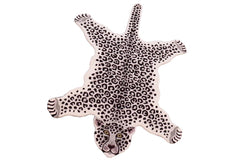handmade Contemporary Leopard White Gray Hand Tufted 100% WOOL area rug 2' x 3'