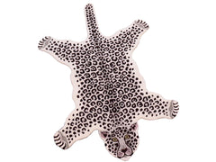 handmade Contemporary Leopard White Gray Hand Tufted 100% WOOL area rug 2' x 3'