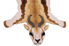 handmade Contemporary Deer Ivory Gold Hand Tufted 100% WOOL area rug 4' x 6'