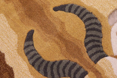 handmade Contemporary Deer Ivory Gold Hand Tufted 100% WOOL area rug 4' x 6'