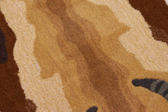 handmade Contemporary Deer Ivory Gold Hand Tufted 100% WOOL area rug 4' x 6'