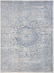 handmade Transitional Vintage Gray Blue Machine Made RECTANGLE POLYESTER area rug 9x12