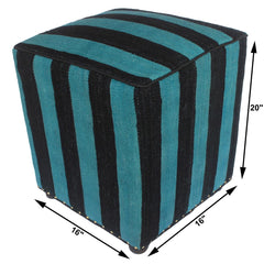 handmade Over Dyed Ottoman Blue Black HandmadeRECTANGLE 100% WOOL area rug ODD