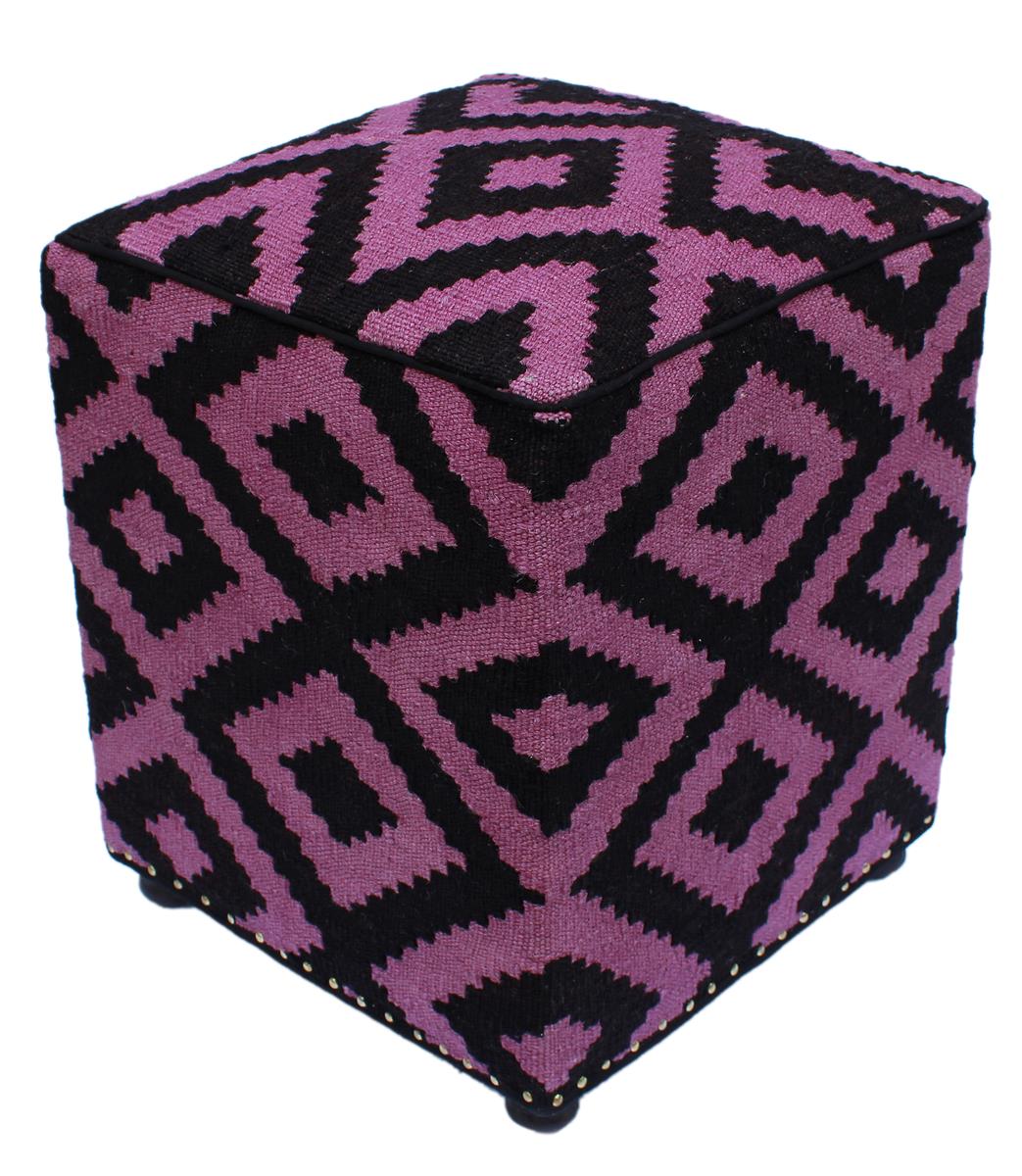 handmade Ottoman Black Purple HandmadeRECTANGLE 100% WOOL area rug