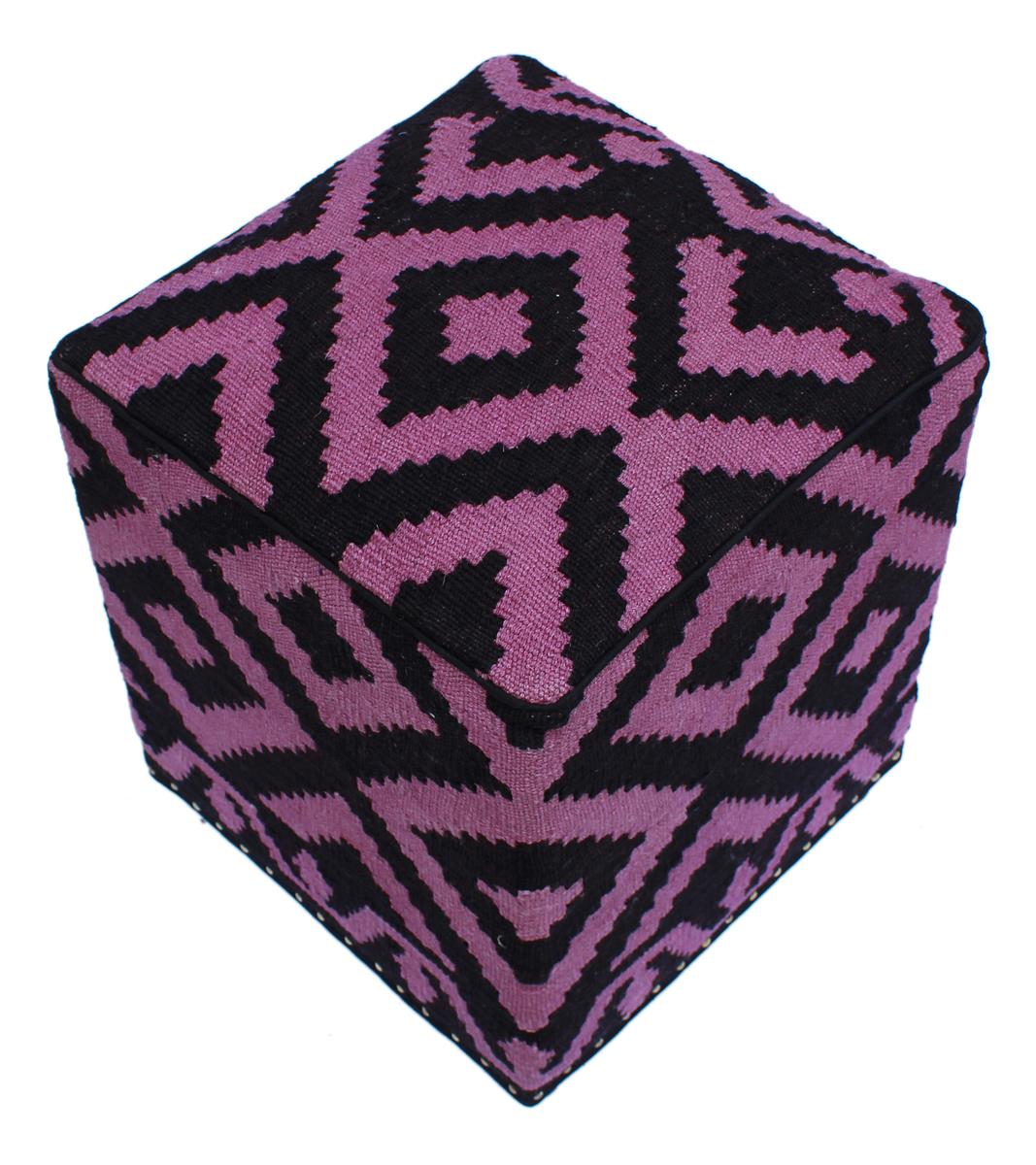 handmade Ottoman Black Purple HandmadeRECTANGLE 100% WOOL area rug