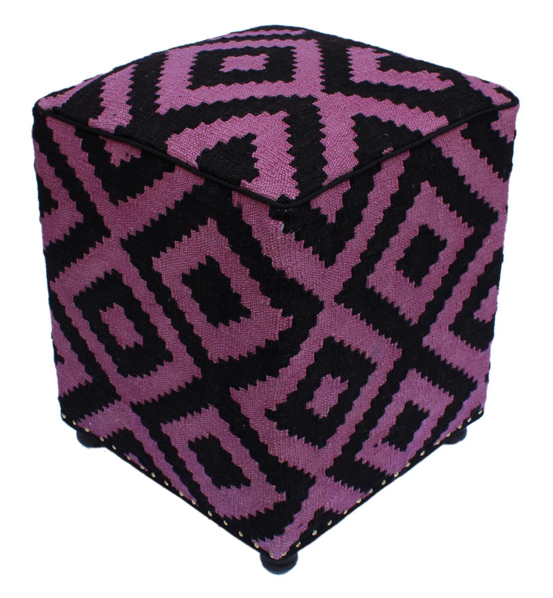 handmade Ottoman Black Purple HandmadeRECTANGLE 100% WOOL area rug