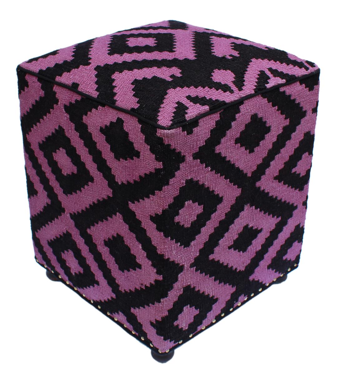 handmade Ottoman Black Purple HandmadeRECTANGLE 100% WOOL area rug