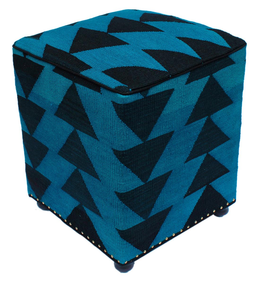 handmade Ottoman Blue Black HandmadeRECTANGLE 100% WOOL area rug