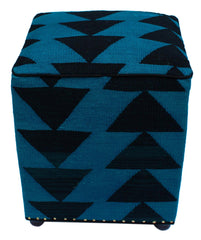 handmade Ottoman Blue Black HandmadeRECTANGLE 100% WOOL area rug