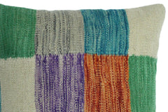 handmade Modern Pillow Ivory Green Hand-Woven SQUARE 100% WOOL kilim throw pillow