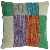 handmade Modern Pillow Ivory Green Hand-Woven SQUARE 100% WOOL kilim throw pillow