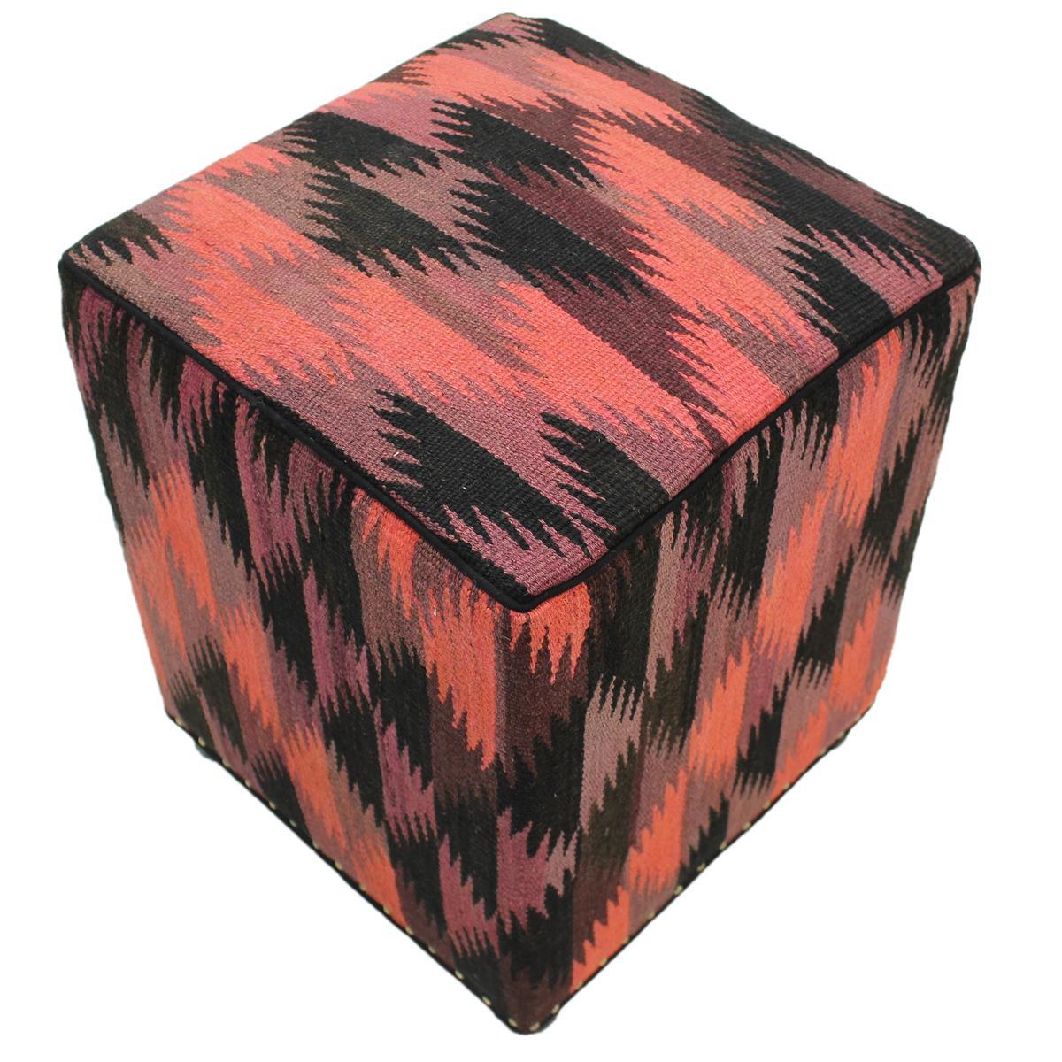 handmade Ottoman Pink Black HandmadeRECTANGLE 100% WOOL area rug