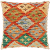 handmade Traditional Pillow Rust Green Hand-Woven SQUARE 100% WOOL area rug