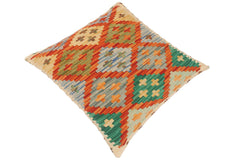 handmade Traditional Pillow Rust Green Hand-Woven SQUARE 100% WOOL area rug