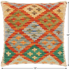 handmade Traditional Pillow Rust Green Hand-Woven SQUARE 100% WOOL area rug