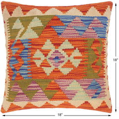 handmade Traditional Pillow Rust Blue Hand-Woven SQUARE 100% WOOL kilim throw pillow
