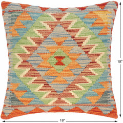 handmade Traditional Pillow Red Blue Hand-Woven SQUARE 100% WOOL kilim throw pillow