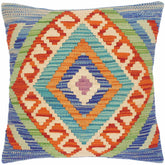 handmade Traditional Pillow Blue Rust Hand-Woven SQUARE 100% WOOL kilim throw pillow