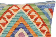 handmade Traditional Pillow Blue Rust Hand-Woven SQUARE 100% WOOL kilim throw pillow