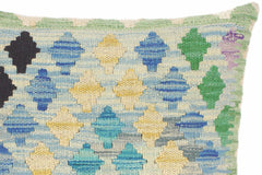 handmade Traditional Pillow Blue Beige Hand-Woven SQUARE 100% WOOL kilim throw pillow