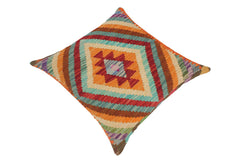 handmade Traditional Pillow Rust Blue Hand-Woven SQUARE 100% WOOL kilim throw pillow