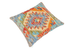 handmade Traditional Pillow Gray Blue Hand-Woven SQUARE 100% WOOL kilim throw pillow