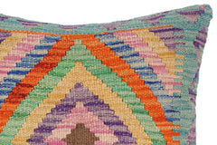 handmade Traditional Pillow Blue Yellow Hand-Woven SQUARE 100% WOOL kilim throw pillow