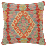 handmade Tribal Turkish Antique Blue Red Hand-Woven SQUARE 100% WOOL pillow