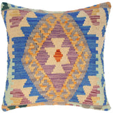 handmade Traditional Pillow Blue Gray Hand-Woven SQUARE 100% WOOL kilim throw pillow