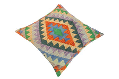 handmade Traditional Pillow Rust Blue Hand-Woven SQUARE 100% WOOL kilim throw pillow