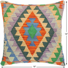 handmade Traditional Pillow Rust Blue Hand-Woven SQUARE 100% WOOL kilim throw pillow