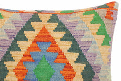 handmade Traditional Pillow Rust Blue Hand-Woven SQUARE 100% WOOL kilim throw pillow