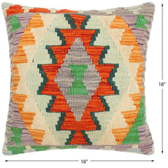 handmade Traditional Pillow Rust Blue Hand-Woven SQUARE 100% WOOL kilim throw pillow